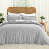 Orion Cotton Linen Garment 3 Piece Duvet Cover Set With Pillow Shams