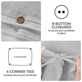 Orion Cotton Linen Garment 3 Piece Duvet Cover Set With Pillow Shams