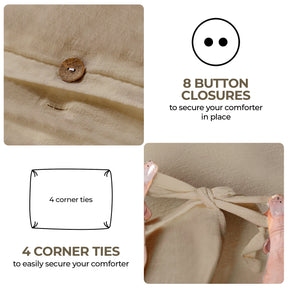 Orion Cotton Linen Garment 3 Piece Duvet Cover Set With Pillow Shams
