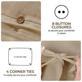 Orion Cotton Linen Garment 3 Piece Duvet Cover Set With Pillow Shams
