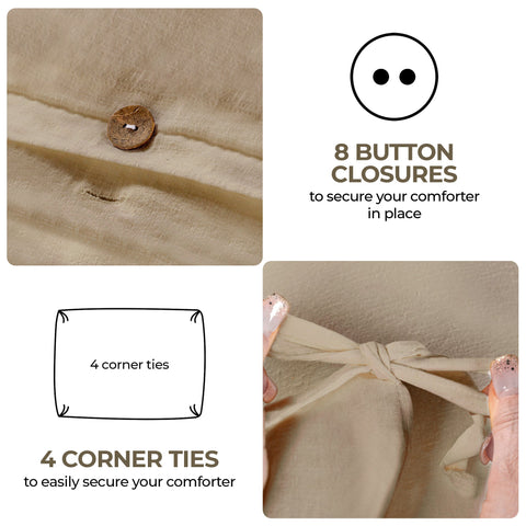 Cotton Linen Lightweight Breathable Duvet Cover Set