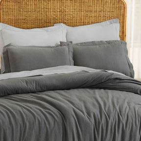 Orion Cotton Linen Garment 3 Piece Duvet Cover Set With Pillow Shams