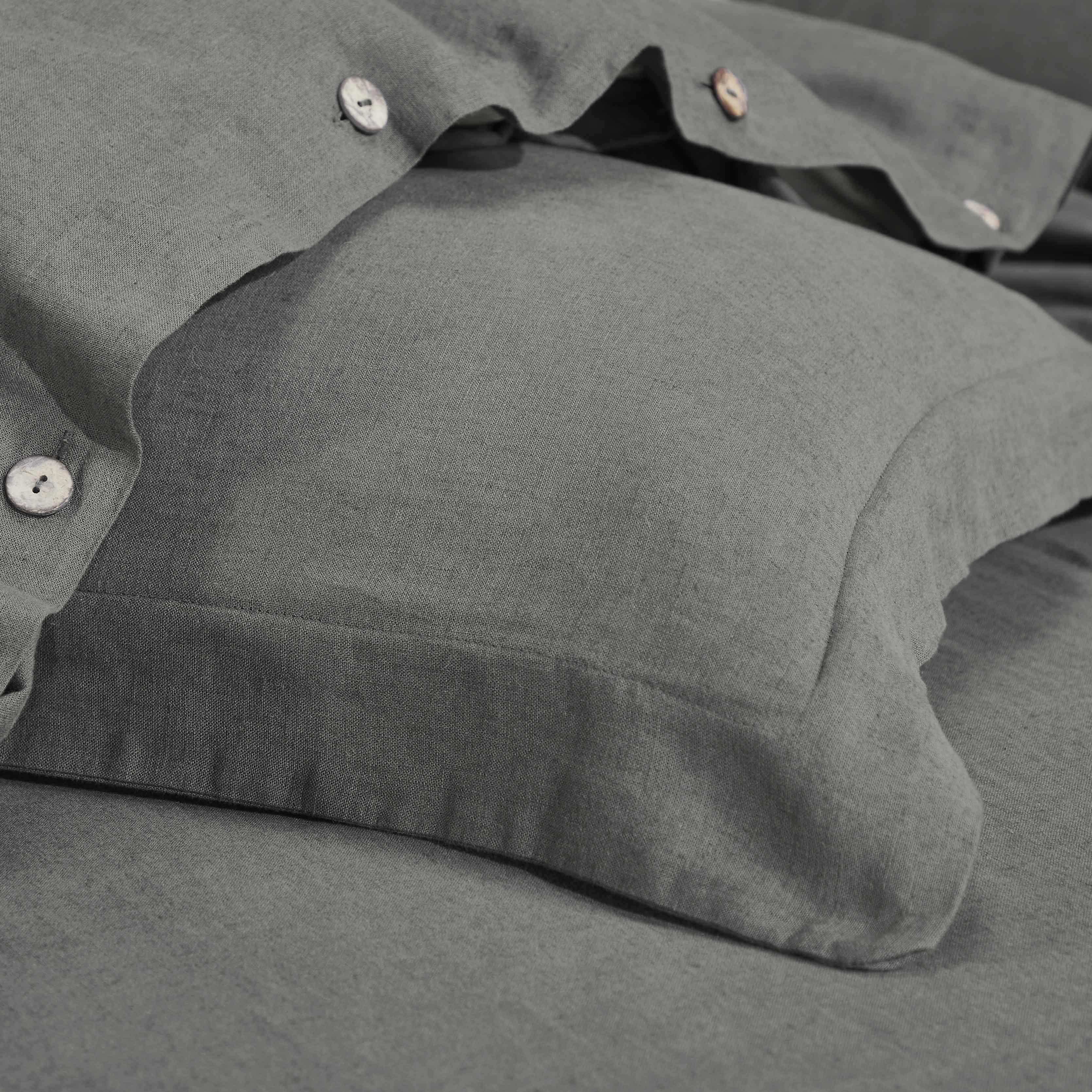 Orion Cotton Linen Garment 3 Piece Duvet Cover Set With Pillow Shams