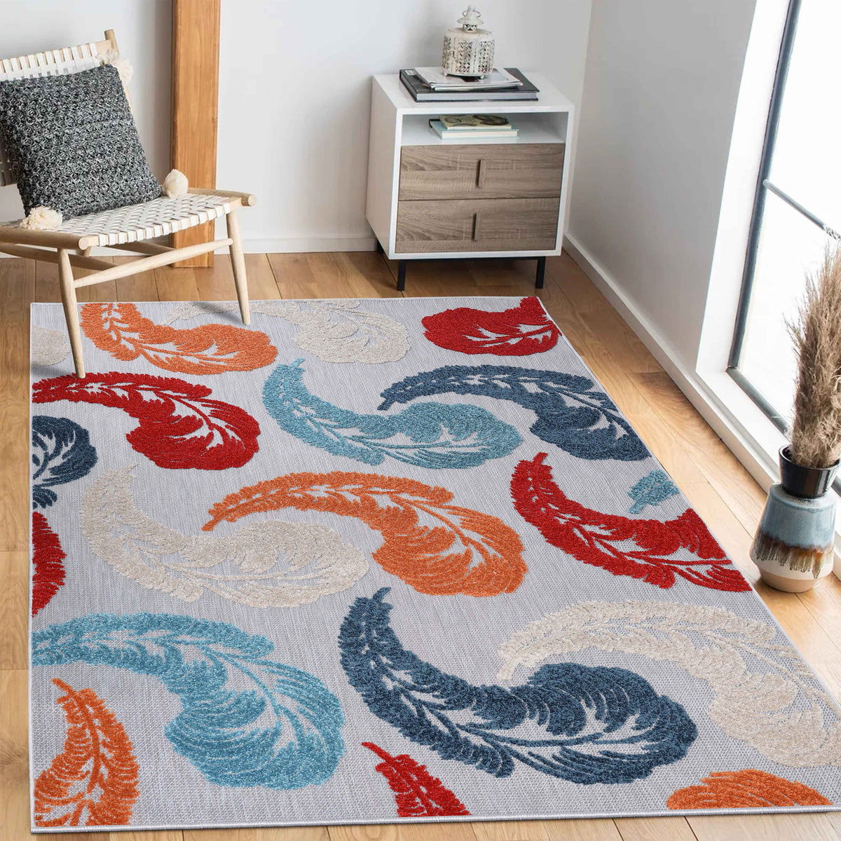 Oversized Feather Area Rug Modern Bohemian Indoor Outdoor Rugs