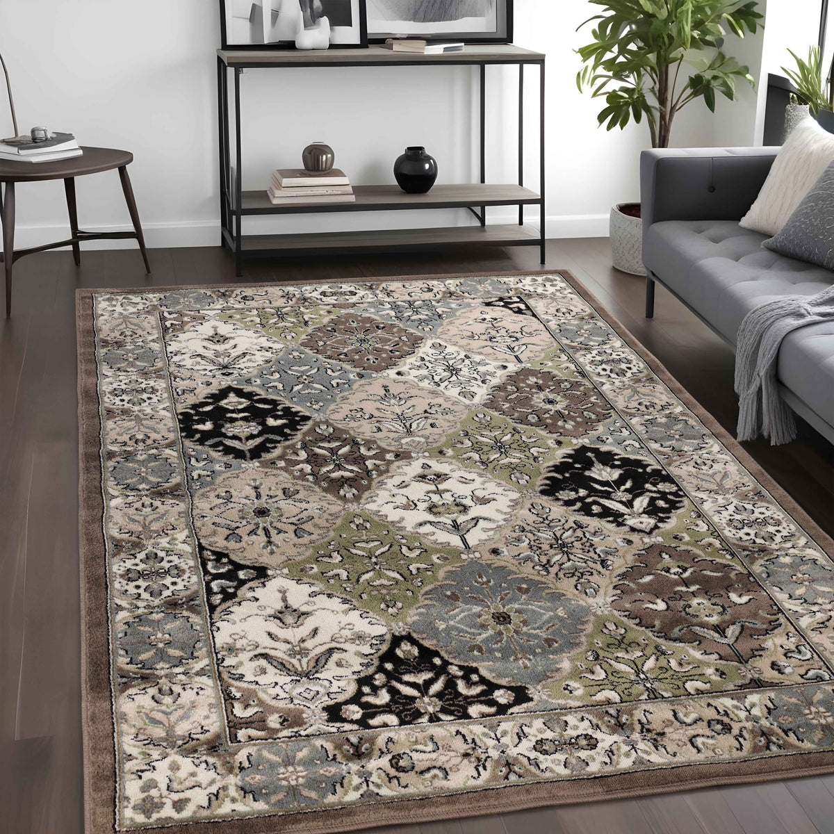 Paloma Contemporary Damask Indoor Area Rug or Runner Rug Or Door Mat