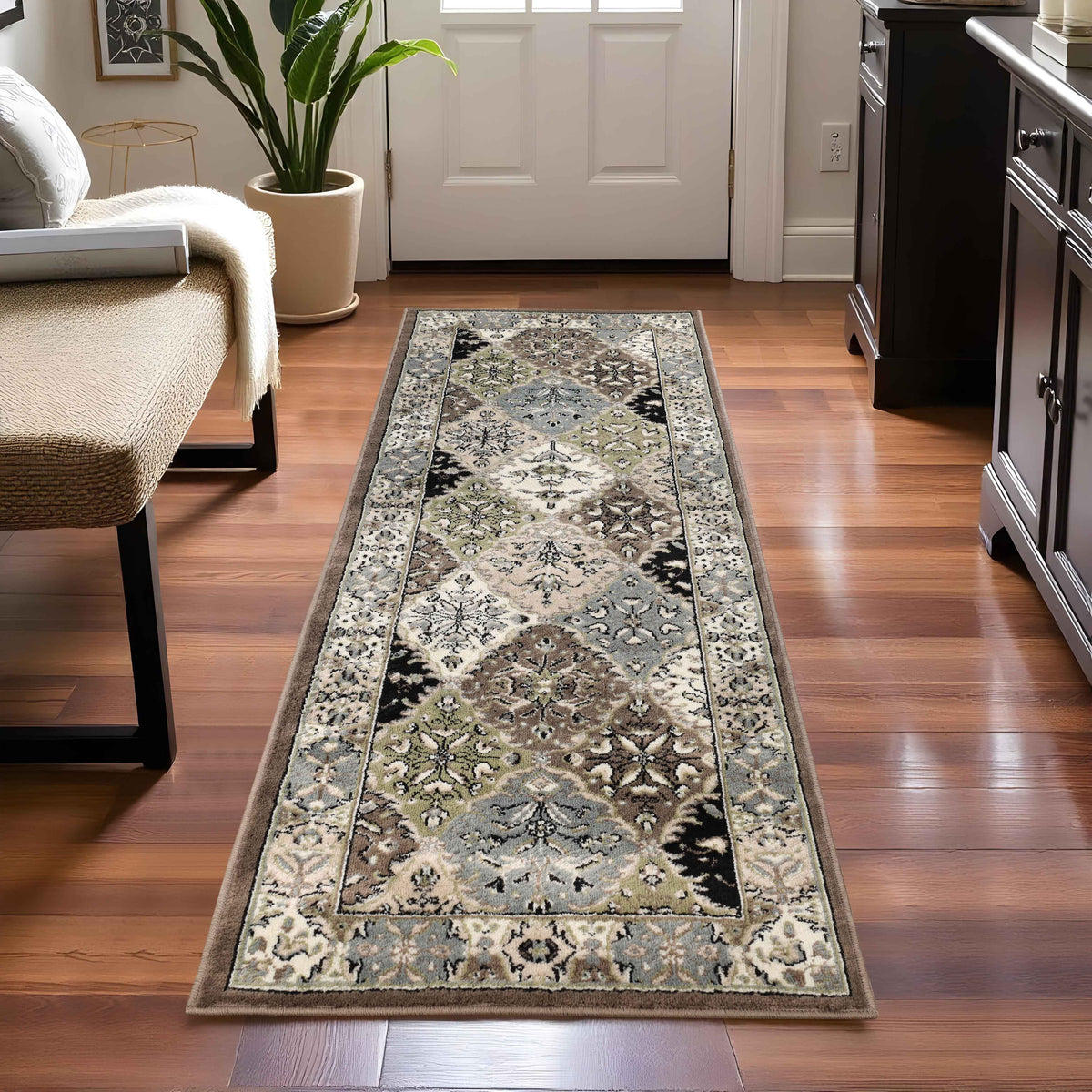Paloma Contemporary Damask Indoor Area Rug or Runner Rug Or Door Mat