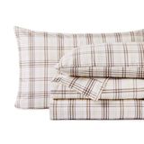 100% Cotton Flannel Plaid Bed Sheet Set - Classic Modern Farmhouse Deep Pocket