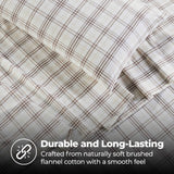 100% Cotton Flannel Plaid Bed Sheet Set - Classic Modern Farmhouse Deep Pocket