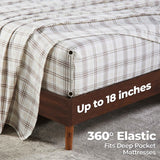 100% Cotton Flannel Plaid Bed Sheet Set - Classic Modern Farmhouse Deep Pocket
