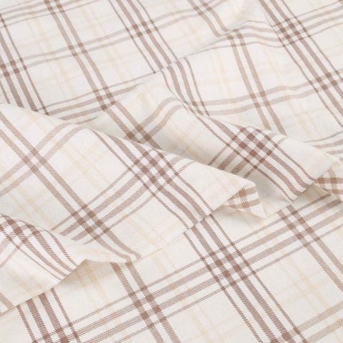 100% Cotton Flannel Plaid Bed Sheet Set - Classic Modern Farmhouse Deep Pocket