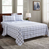 100% Cotton Flannel Plaid Bed Sheet Set - Classic Modern Farmhouse Deep Pocket
