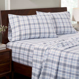 100% Cotton Flannel Plaid Bed Sheet Set - Classic Modern Farmhouse Deep Pocket