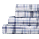100% Cotton Flannel Plaid Bed Sheet Set - Classic Modern Farmhouse Deep Pocket