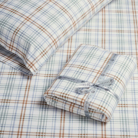 100% Cotton Flannel Plaid Bed Sheet Set - Classic Modern Farmhouse Deep Pocket