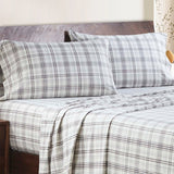 100% Cotton Flannel Plaid Bed Sheet Set - Classic Modern Farmhouse Deep Pocket