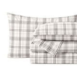 100% Cotton Flannel Plaid Bed Sheet Set - Classic Modern Farmhouse Deep Pocket