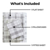 100% Cotton Flannel Plaid Bed Sheet Set - Classic Modern Farmhouse Deep Pocket