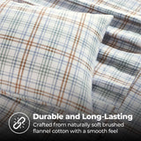 100% Cotton Flannel Plaid Bed Sheet Set - Classic Modern Farmhouse Deep Pocket