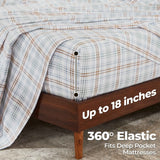 100% Cotton Flannel Plaid Bed Sheet Set - Classic Modern Farmhouse Deep Pocket