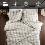 100% Cotton Flannel Plaid Farmhouse Duvet Cover Set
