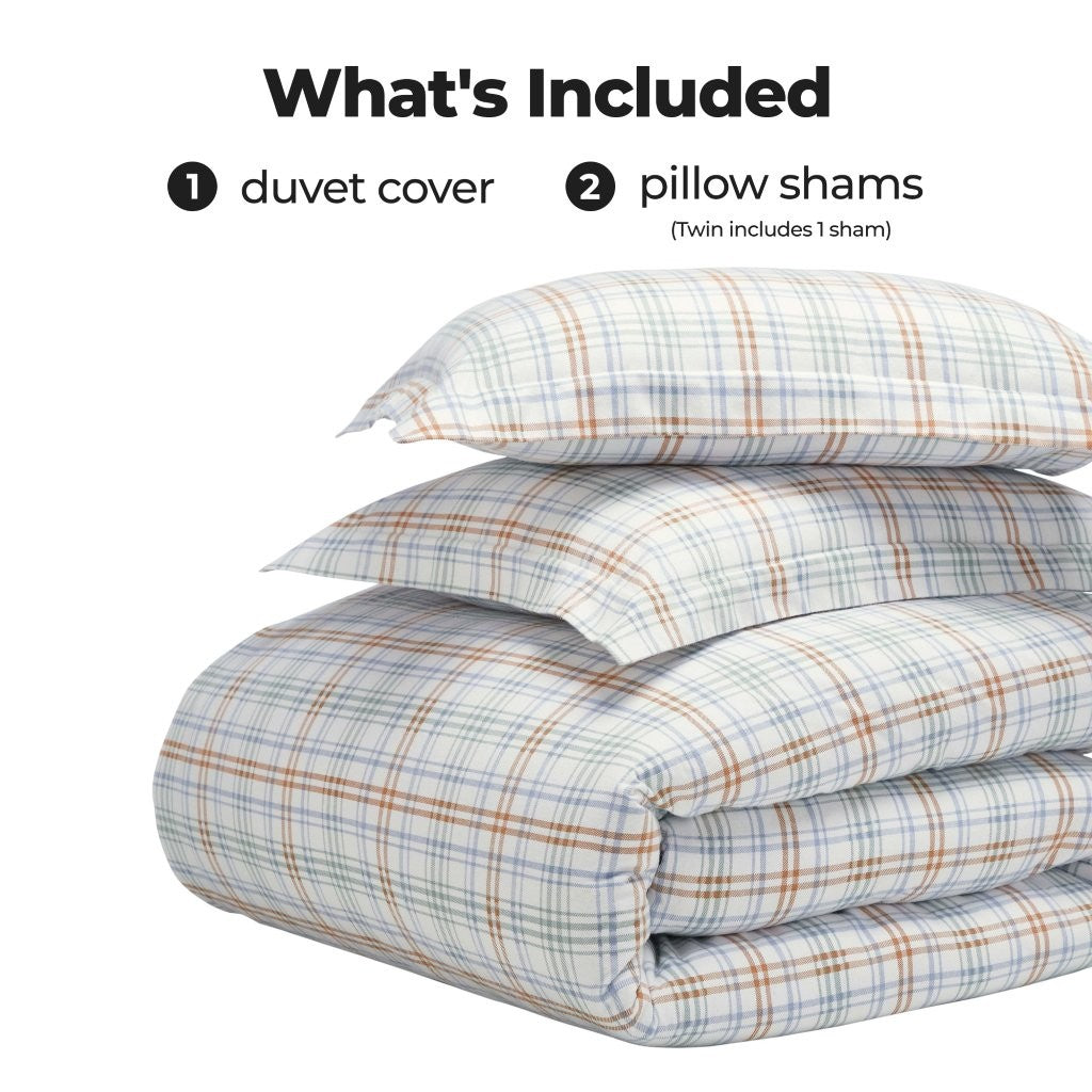 Plaid Flannel Cotton Classic Modern Farmhouse Duvet Cover Set