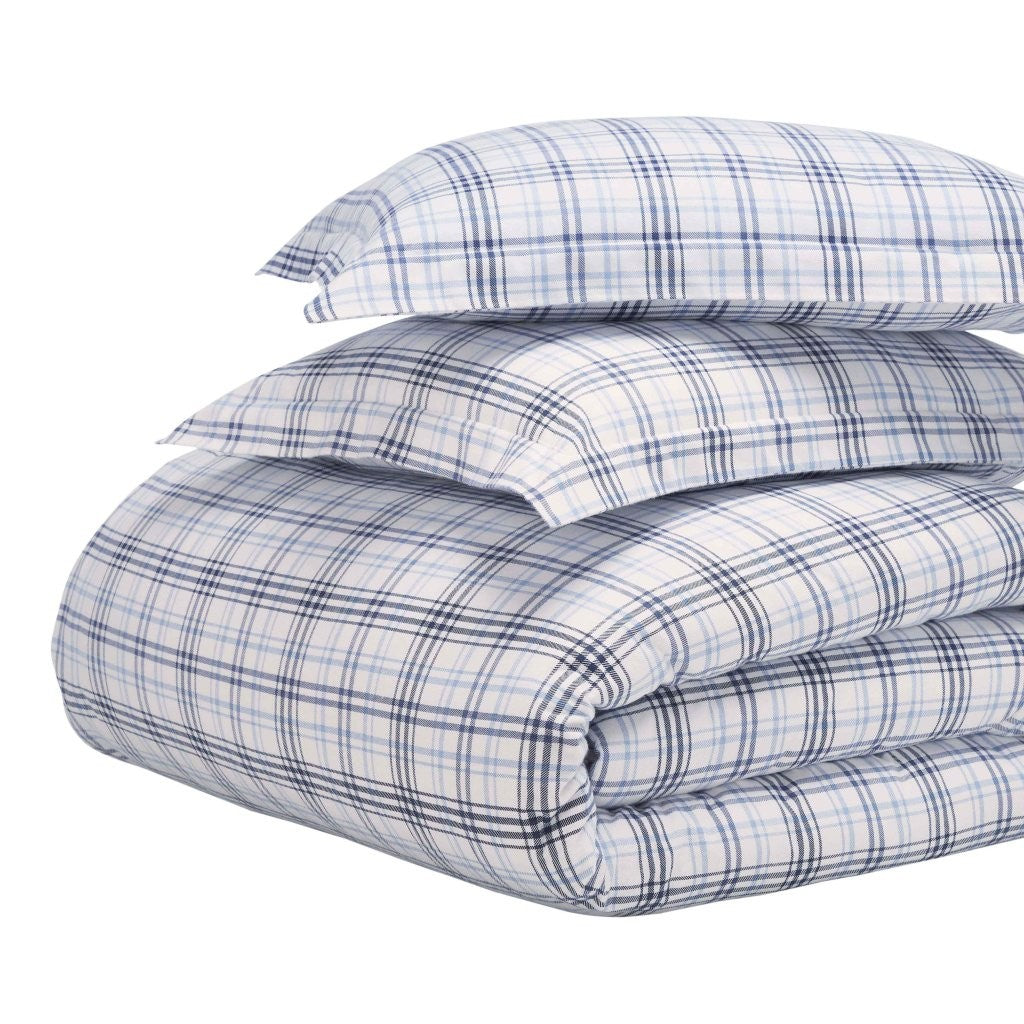 100% Cotton Flannel Plaid Farmhouse Duvet Cover Set