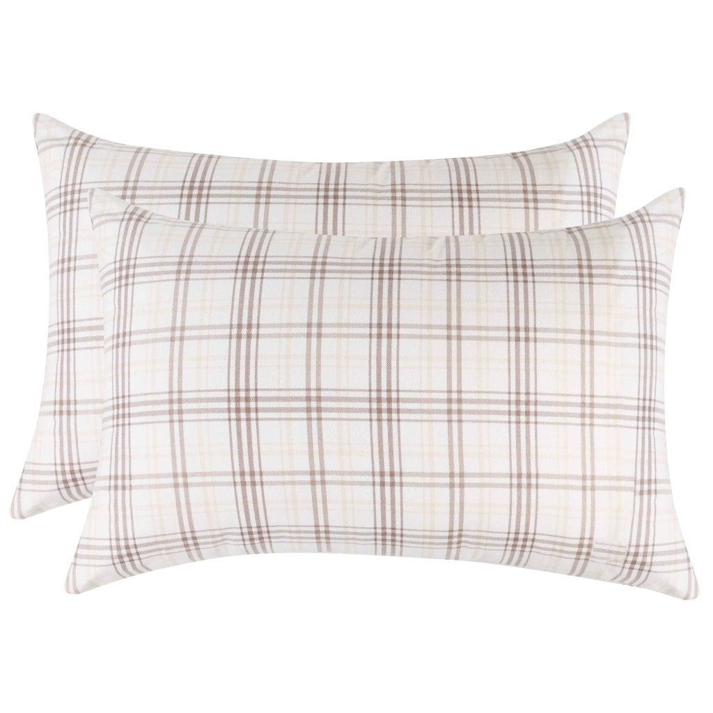 Plaid Flannel Cotton Classic Modern Farmhouse Pillowcases, Set of 2