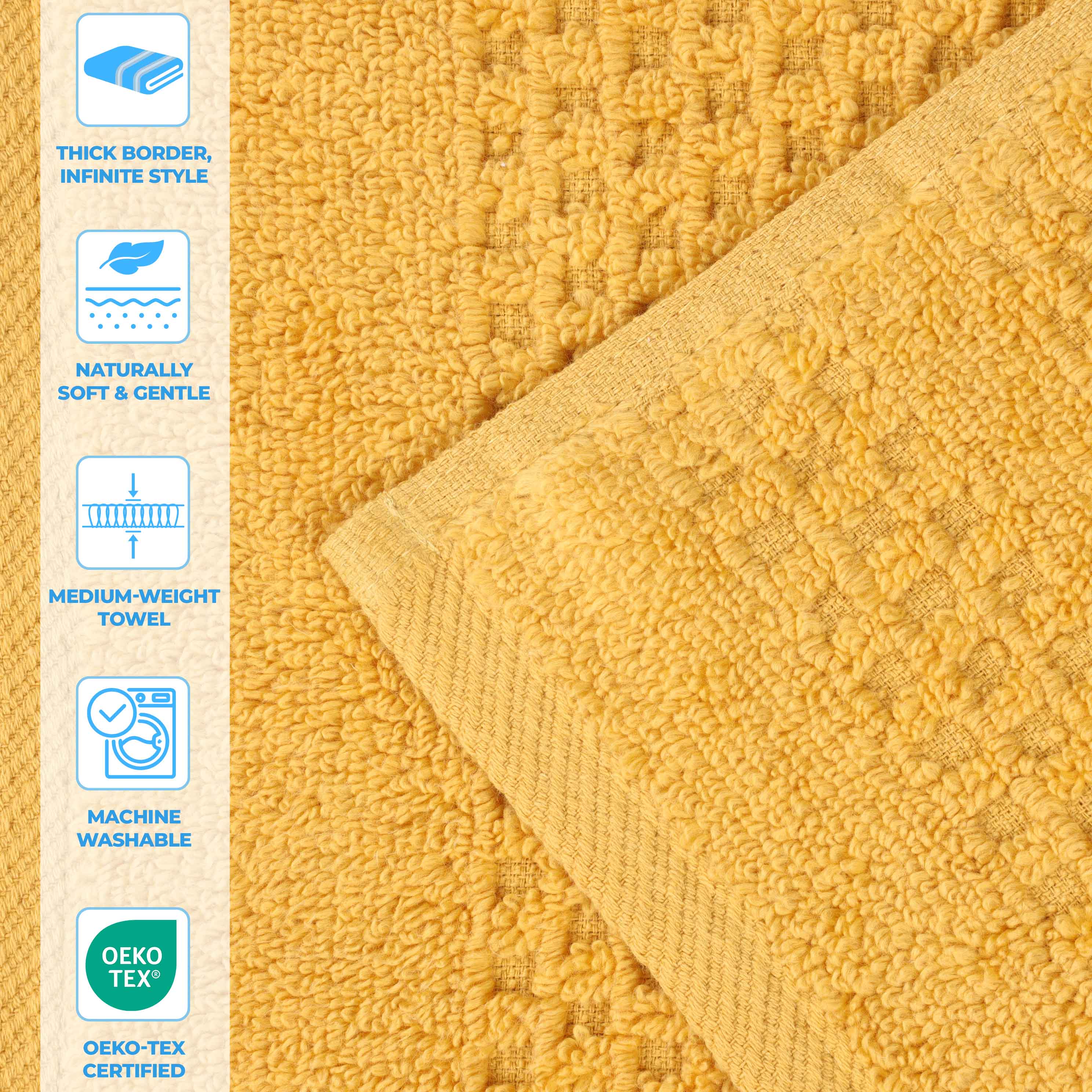 Playa Zero Twist Cotton Solid Waffle Textured 12 Piece Towel Set
