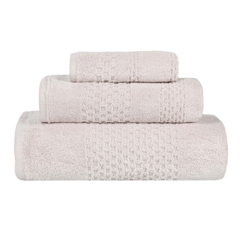 Playa Zero Twist Cotton Solid Waffle Textured 3 Piece Towel Set