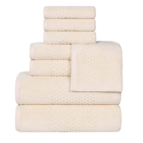 Playa Zero Twist Cotton Solid Waffle Textured 8 Piece Towel Set