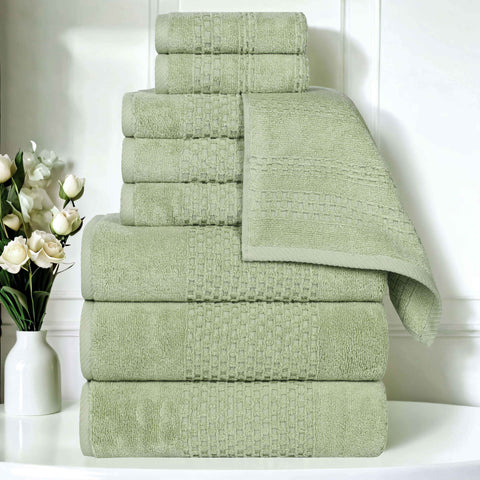 Zero Twist Cotton Towels 9 Piece Playa Waffle