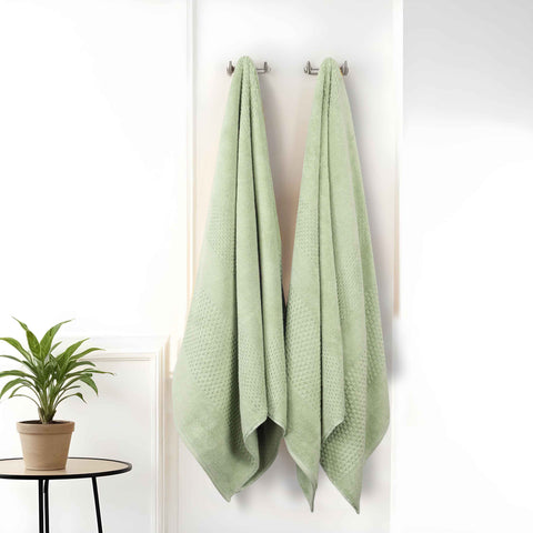 Playa Zero Twist Cotton Solid Waffle Textured Bath Sheets, Set of 2