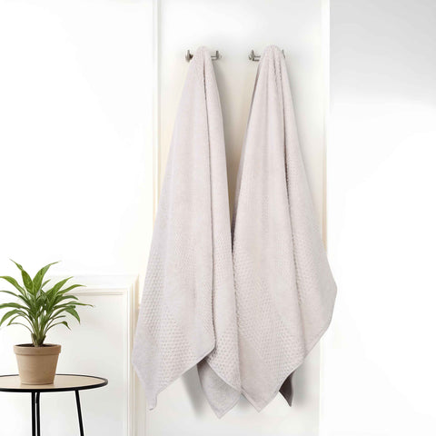 Playa Zero Twist Cotton Solid Waffle Textured Bath Sheets, Set of 2