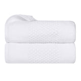 Zero Twist Cotton Solid Waffle Textured Bath Towel Set of 2