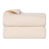 Zero Twist Cotton Solid Waffle Textured Bath Towel Set of 2