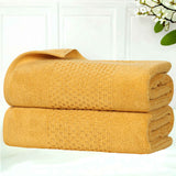 Zero Twist Cotton Solid Waffle Textured Bath Towel Set of 2