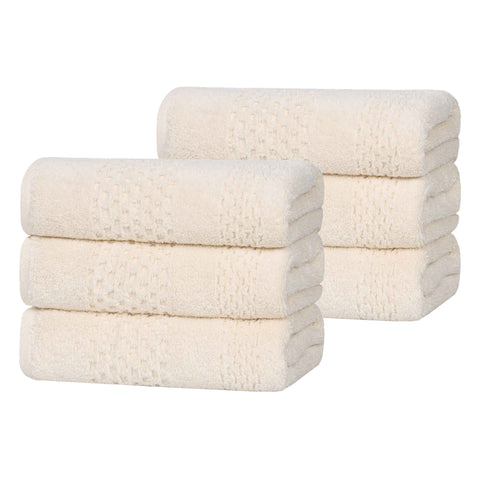 Zero Twist Cotton Waffle Hand Towel Set 6 Piece Playa Collection