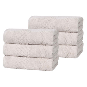 Playa Zero Twist Cotton Solid Waffle Textured Hand Towels, Set of 6
