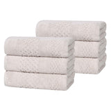 Playa Zero Twist Cotton Solid Waffle Textured Hand Towels, Set of 6