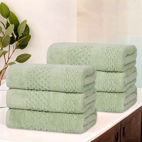 Zero Twist Cotton Waffle Hand Towel Set 6 Piece Playa Collection