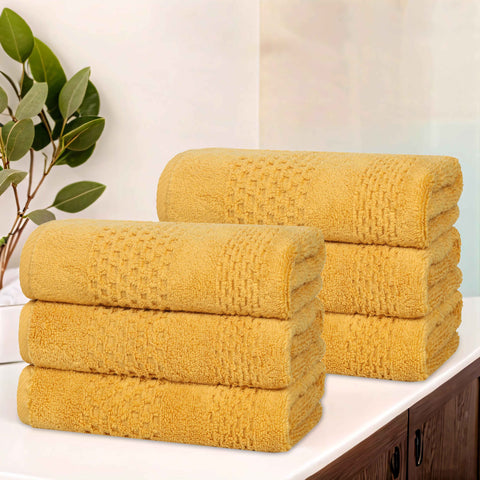 Zero Twist Cotton Waffle Hand Towel Set 6 Piece Playa Collection