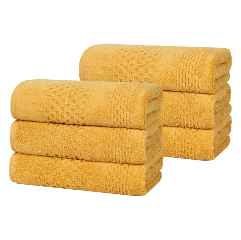 Zero Twist Cotton Waffle Hand Towel Set 6 Piece Playa Collection
