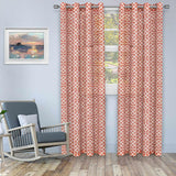 Printed Honey Comb Grommet Traditional Sheer Curtain Panel Set