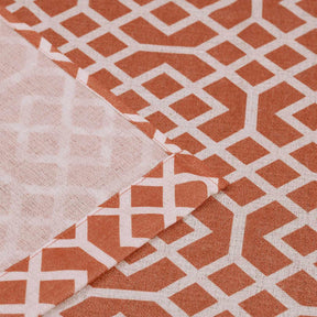Printed Honey Comb Grommet Traditional Sheer Curtain Panel Set