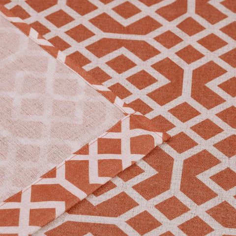 Printed Honey Comb Grommet Traditional Sheer Curtain Panel Set
