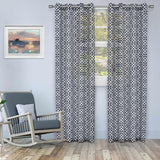 Printed Honey Comb Grommet Traditional Sheer Curtain Panel Set