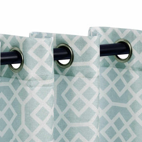 Printed Honey Comb Grommet Traditional Sheer Curtain Panel Set