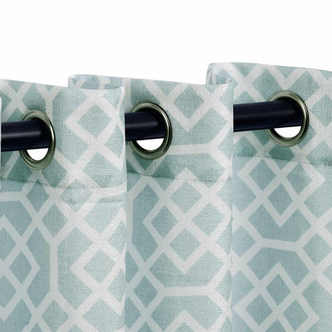 Printed Honey Comb Grommet Traditional Sheer Curtain Panel Set