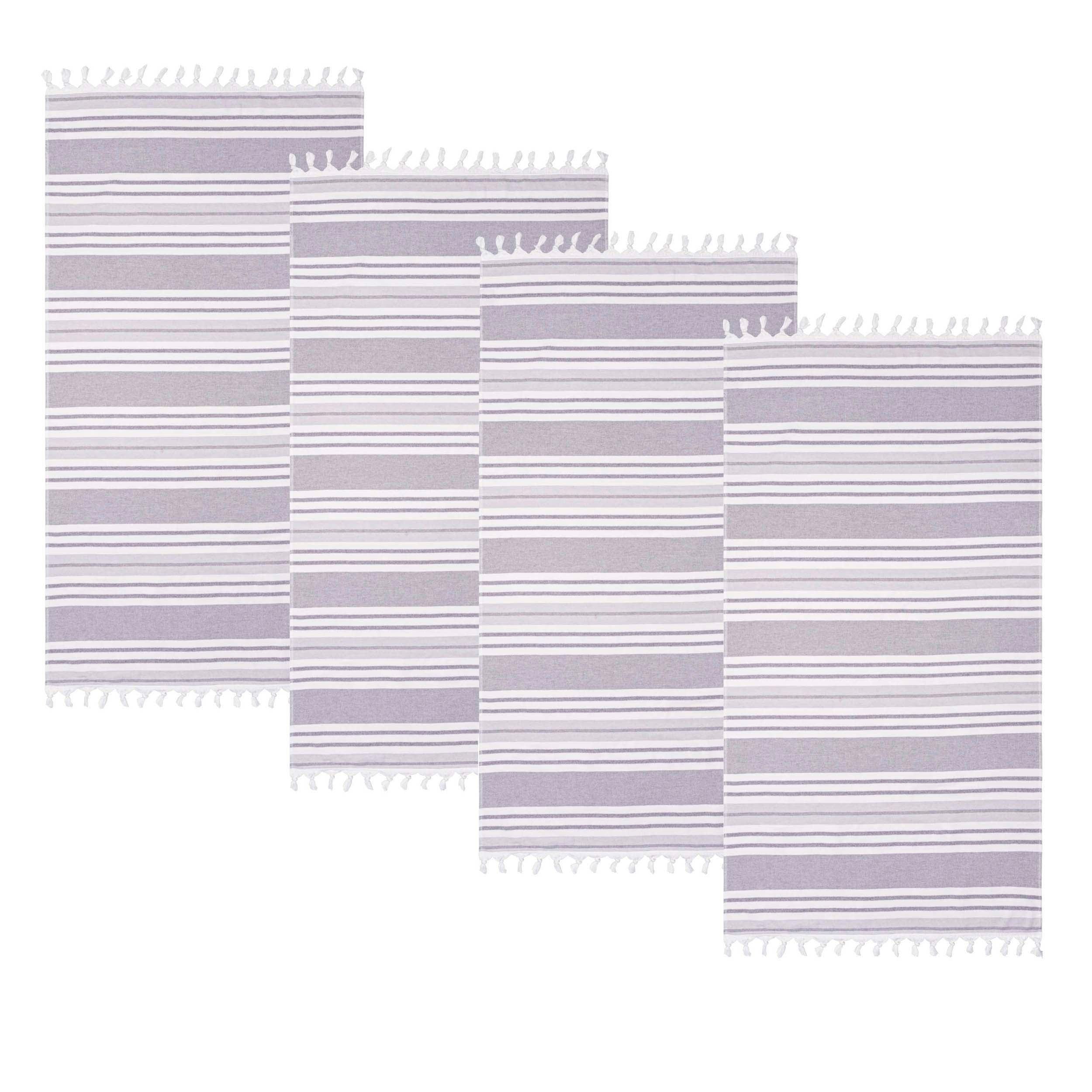 Racer Stripe Fouta 4 Piece Beach Towel Set with Tassels