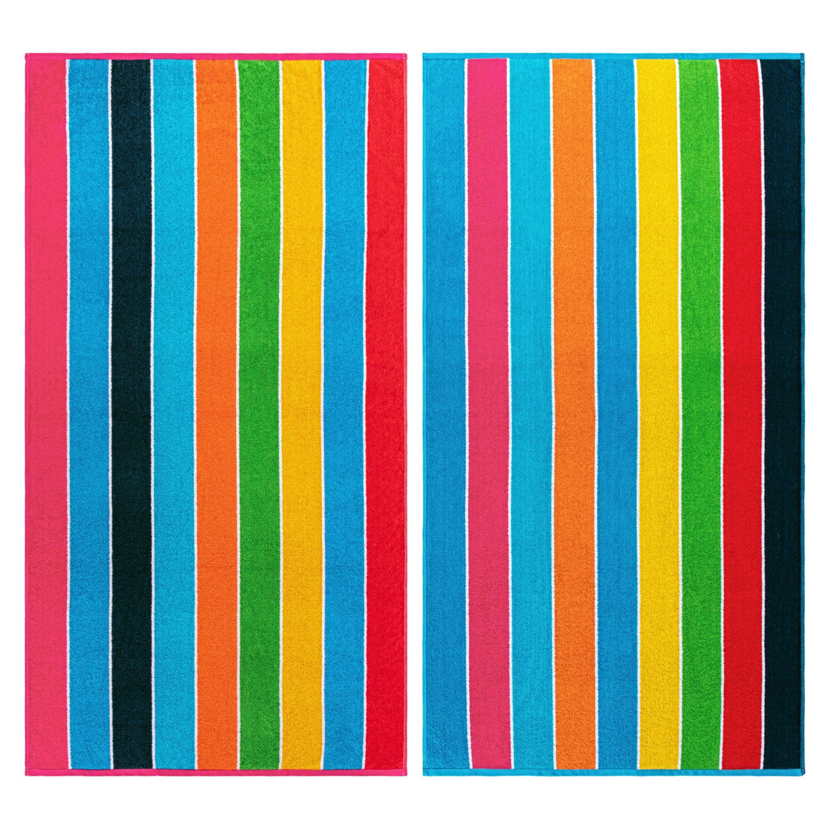 Rainbow Stripes Egyptian Cotton Oversized 2 Piece Beach Towel Set